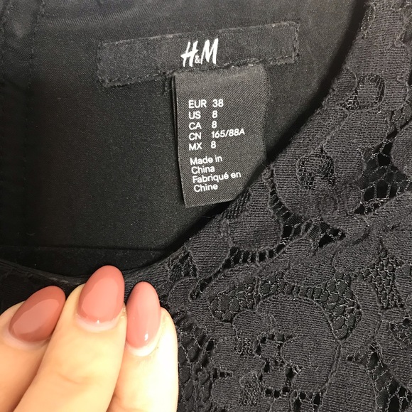 H&M black lace long sleeve dress size 8 - Picture 6 of 8